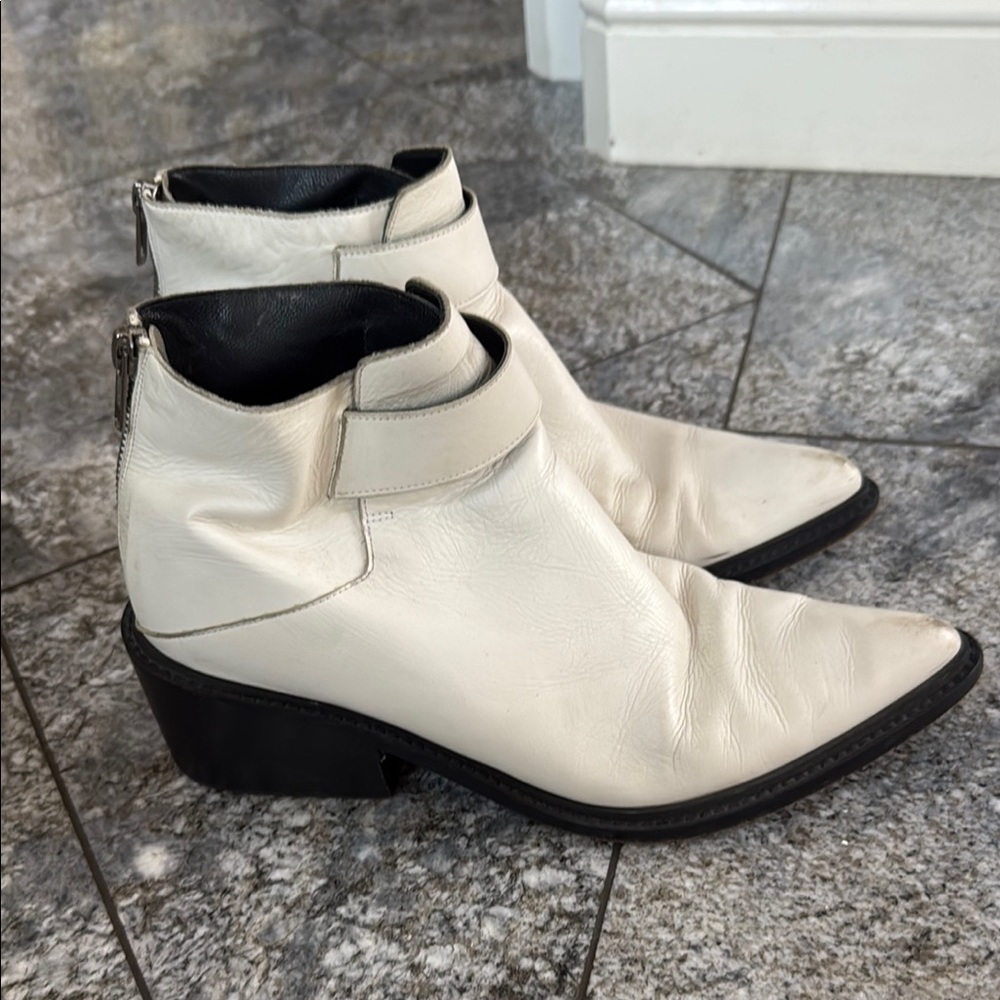 Helmut Lang White Ankle Boots